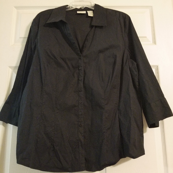 St. John Bay, Black, Button Down Shirt - Picture 1 of 5